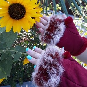 Burgandy (Red) Fingerless Gloves